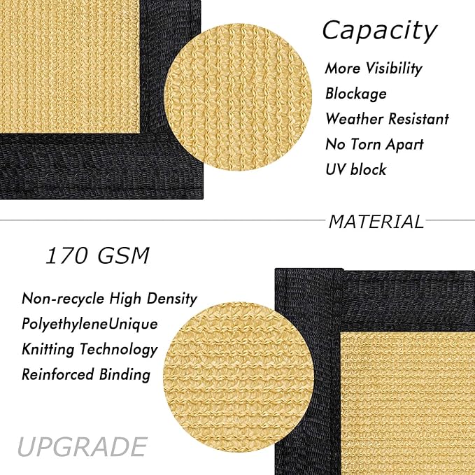 UPGRADE Privacy Fence Screen 4'x28' Sand Outdoor 90% Visibility Blockage 170 GSM Mesh Shade Cover Panels for Backyard,Balcony,Home Decoration with Zip Ties,Customized Avaliable