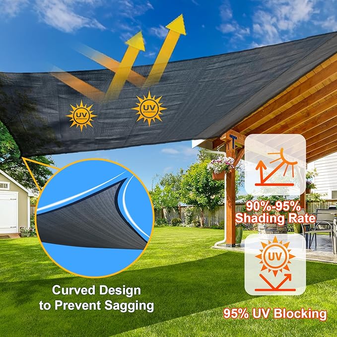 SUNLAX Sun Shade Sail 8' x 8' x 8' Graphite Grey Triangle Canopy Sail Shade Cover UV Block Permeable Sunshade Outdoor for Patio Backyard (We Make Custom Size)