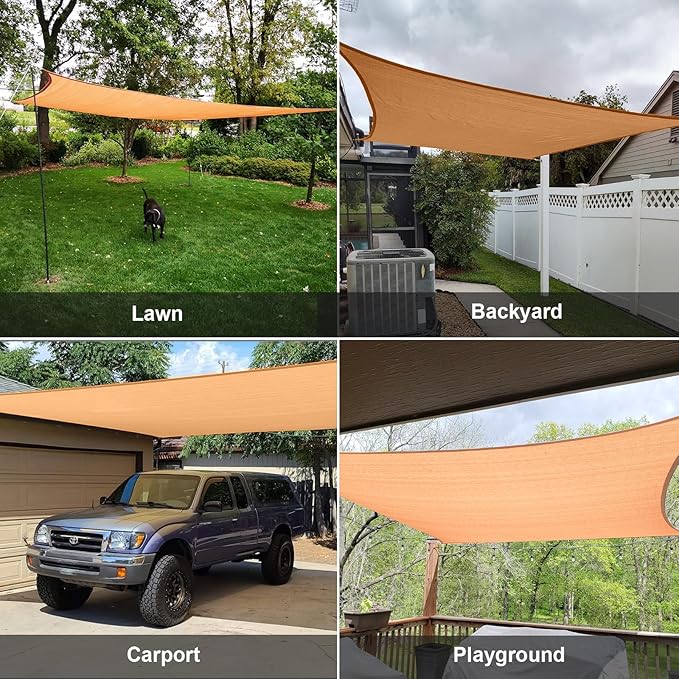 SUNLAX Sun Shade Sail 6' x 12' Peach Fuzz Rectangle Canopy Sail Shade Cover UV Block Permeable Sunshade Outdoor for Patio Backyard Deck Pergola (We Make Custom Size)