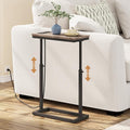 TUTOTAK End Table with Charging Station, Side Table, Tall Couch Table, Sofa Table, Living Room, Bedroom,Greige TB01BG084