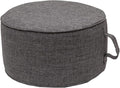 QILLOWAY Indoor/Outdoor Inflatable Stool,Round Ottoman,All Weather Foot Rest for Camping or Home,Charcoal Grey/Black