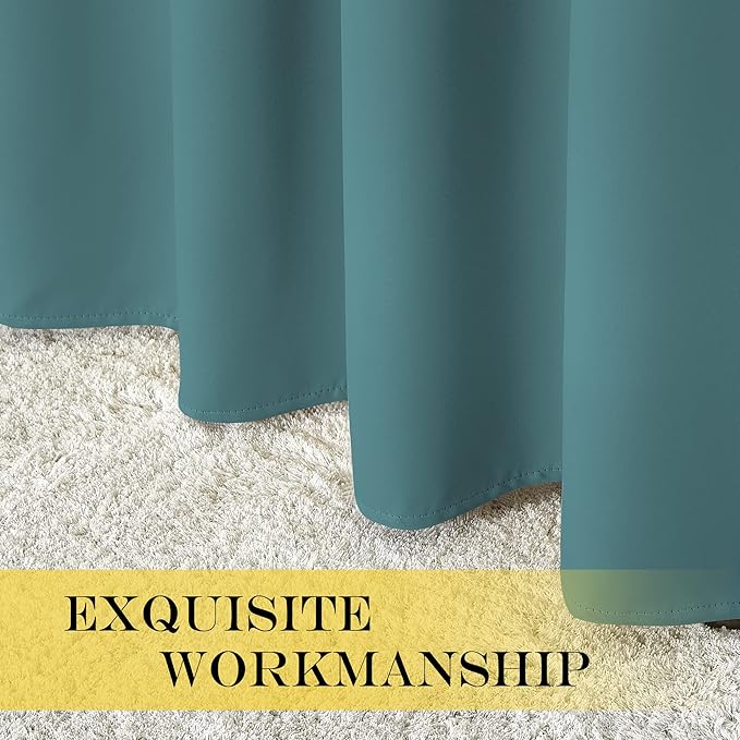 NICETOWN Blackout Curtains 84 Inch Length, Thermal Insulated Curtains for Bedroom Grommet Energy Saving Room Darkening Drapes for Living Room Window, 1 Panel, Sea Teal, 66" W x 102" L