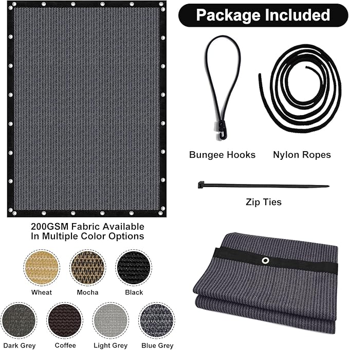Artpuch 90% Sun Shade Cloth, 3 x 6 FT Pergola Shade Cover Canopy with Grommets, Sun Screen Fabric Tarp for Patio, Outdoor, Garden, Backyard, Dark Grey