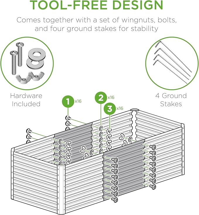 Best Choice Products 4x2x2ft Outdoor Metal Raised Garden Bed, Deep Root Box Planter for Vegetables, Flowers, Herbs, 119 Gallon Capacity, 100% Non Toxic Materials - Dark Brown Wood Grain