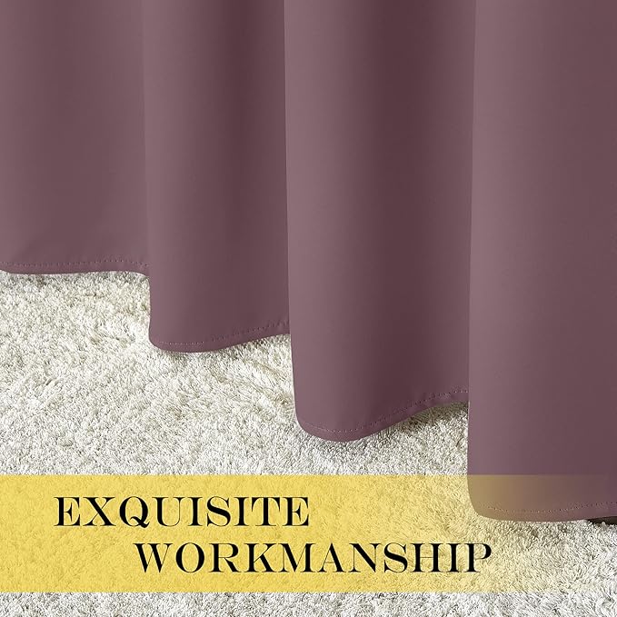 NICETOWN Blackout Dry Rose Curtain for Windows 84 inch Long - Thermal Insulated Solid Grommet Room Darkening Drape Sound Reducing for Bedroom/Living Room (1 Panel, W66 x L84)