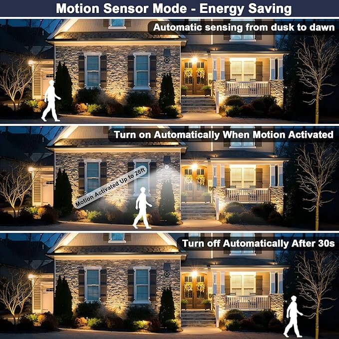 Solar Motion Lights Outdoor 2000LM Security Flood Lights IP67 Waterproof Spot Lights for Yard Porch Garage 1 Pack