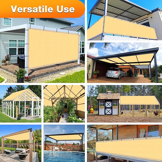 Artpuch Outdoor Pergola Shade Cover 10x16 FT Sun Shade Cloth with Grommets Sand 90% UV Protection Canopy Patio Privacy Screen (Customized Available)