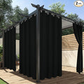 HolidayIdeas Extra Wide Outdoor Curtains for Patio Waterproof, 2 Panels - 110 x 95 Inch - Privacy & Light Filtering Curtains Grommet Outside Curtains for Porch, Gazebo, Pergola, Backyard (Black)