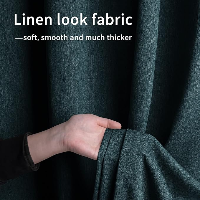 Easy-Going Linen Look Outdoor Curtains Waterproof Windproof Porch Curtains, Soft Thicken Outdoor Privacy Curtains for Patio, Gazebo, Grommet Top and Tab Bottom Drape, 1 Panel, 110x84 inch, Teal