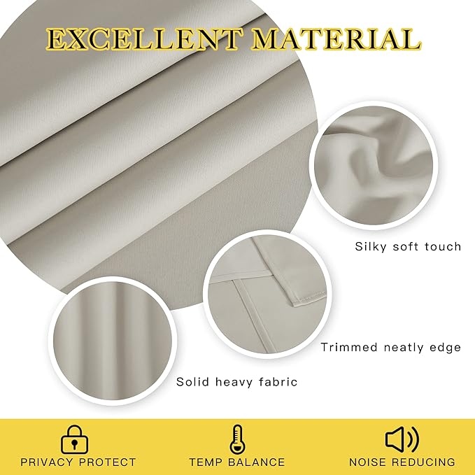 NICETOWN Short Blackout Curtain for Bedroom - Window Treatment Thermal Insulated Grommet Room Darkening Sound Reducing for Kids Room/Nursery (Natural, 1 Panel, W52 x L54)
