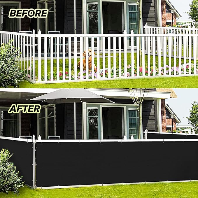 LOVE STORY 2.5' x 10' Black Balcony Screen Privacy Fence Cover UV Protection (HDPE) Weather-Resistant 3 FT Height Shield for Deck, Patio, Backyard, Outdoor Pool, Porch, Railing