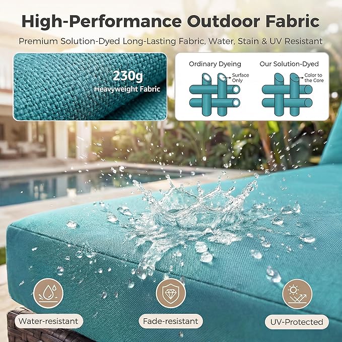 NICESOUL10 Piece Outdoor Couch Furniture Set with Fire Pit Natural Gas/Propane, 29.3'' High Back Luxury Comfortable Conversations, Deep Wide Seating Sofa Sectional, Brown and Turquoise