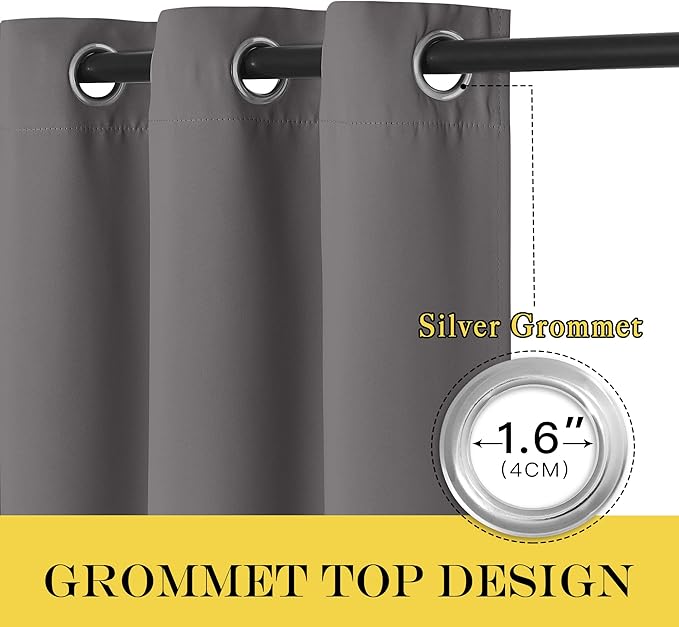 NICETOWN Bedroom Blackout Curtain Panel Extra Long - (W52 by L120 inches, Grey, 1 Panel) Grommet Energy Saving Thermal Insulated for Living Room/Flat