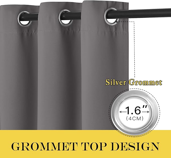 NICETOWN Blackout Doorway Curtain Drape 72 inch Long - Grommet Noise Reducing Thermal Insulated Solid Modern Window Treatments for Bedroom (1 Panel, 66 x 72 Inch, Gray)