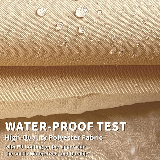 LOVE STORY Right Triangle 8'x12'x14.4' Waterproof Sun Shade Sail Canopy UV Block for Outdoor Patio Backyard Carport,Sand(We Make Custom Size)
