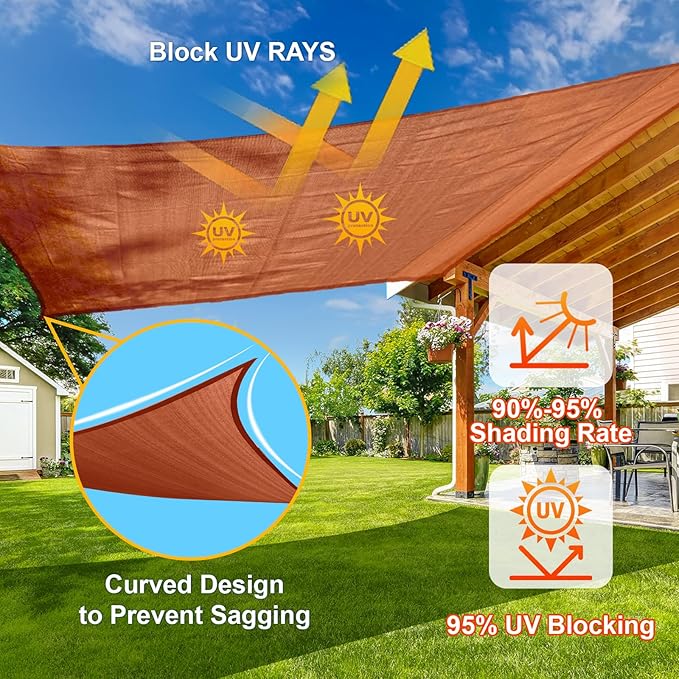 SUNLAX Sun Shade Sail 8' x 18' Terra Red Rectangle Canopy Sail Shade Cover UV Block Permeable Sunshade Outdoor for Patio Backyard Deck Pergola (We Make Custom Size)