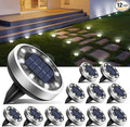 btfarm 12 Pack Solar Lights Outdoor, 8 LED Solar Ground Lights IP65 Waterproof Flat Solar Disc Light, Pathway Lights for Garden Lawn Patio Yard Path Landscape, Cool White