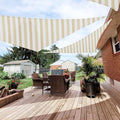 Patio Paradise 28' x 28' x 28' Sun Shade Sail Triangle Canopy Shade Cloth Fabric Sunlight Block Patio Pergola Cover HDPE Deck Awning for Outdoor Backyard Roof Shading, Beige White Strip