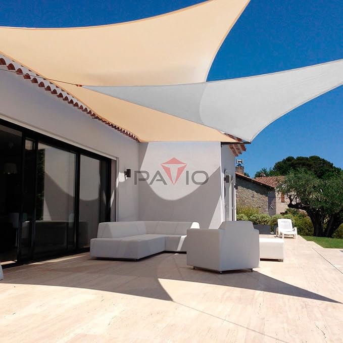 Patio Paradise 8' x 8' x 8' Sun Shade Sail Triangle Canopy Shade Cloth Fabric Sunlight Block Patio Pergola Cover HDPE Deck Awning for Outdoor Backyard Roof Shading, Gray