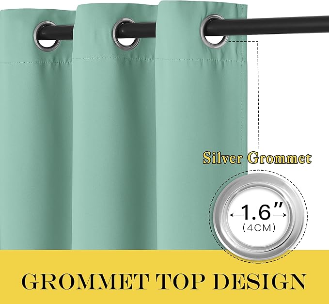 NICETOWN Sliding Door Window Treatment Blackout Patio Door Curtain Panels, Privacy Thermal Drapes for Bedroom Living Room Department with Grommet Top (Aqua Blue, W66 x L110)