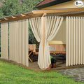 HolidayIdeas Extra Wide Outdoor Curtains for Patio Waterproof, 6 Panels - 110x95 Inches - Weatherproof Privacy Outsides Curtains for Backyard Porch Gazebo, Sunlight & UV Blocking (Cream, Grommet Top)
