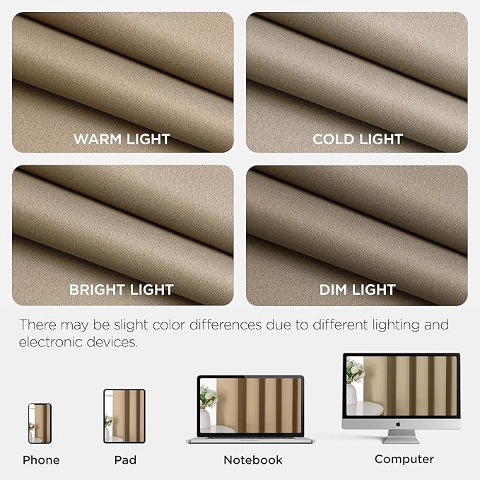 Joydeco Blackout Patio Sliding Door Curtains 72 Inches Long, Grommet Privacy Room Divider Curtains, Extra Wide Thermal Blackout Drapes for Bedroom Living Room (Light Beige, 60Wx72L, 1 Panel)