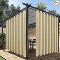HolidayIdeas Extra Wide Outdoor Curtains for Patio Waterproof, 4 Panels - 110 x 120 Inch - Privacy & Light Filtering Curtains Cream Grommet Outside Curtains for Porch, Gazebo, Pergola, Backyard