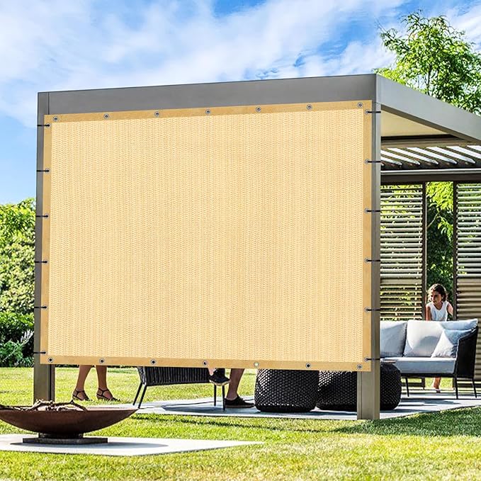 Artpuch Outdoor Pergola Shade Cover 9' X 15' Sun Shade Cloth with Grommets, 90% UV Protection Canopy Patio Privacy Screen (Customized Available) GN107, Wheat