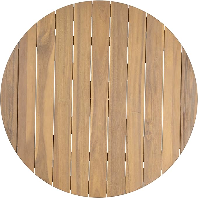 Christopher Knight Home Lalina Outdoor Coffee Table, Acacia Wood Accent Table with Slatted Panel Design, Round Patio Table for Garden Porch Balcony, Low Maintenance Outdoor Furniture, Natural