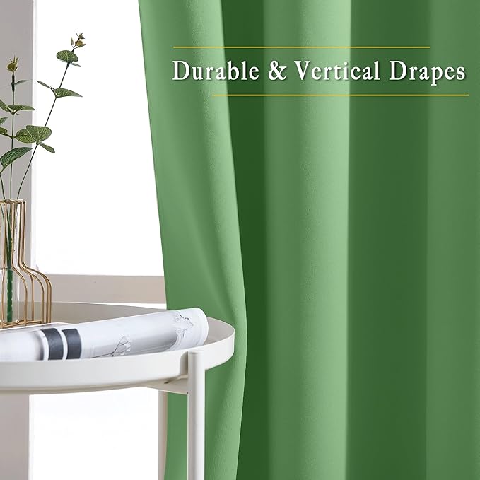 NICETOWN Blackout Sliding Glass Door Curtains, Room Darkening Thermal Insulated Curtains for Living Room Bedroom, Extra Wide Window Drapes, 1 Panel, W80 x L118, Froest Green