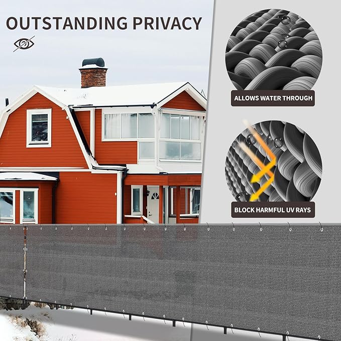 LOVE STORY Custom Size 3'x6' Dark Grey Balcony Privacy Screen,UV Block Privacy Fence Screen,90% Shield for Outdoor Pool Garden Apartment Railing