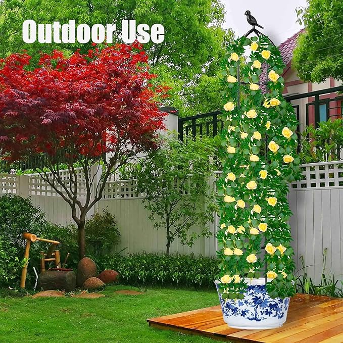 2-Pack 6FT Garden Obelisk Trellis for Climbing Plants,70”Metal Plant Support Tower, Heavy Duty Thickened Tube,Rustproof Black Flower Stand for Vines, Roses, Outdoor & Indoor Use