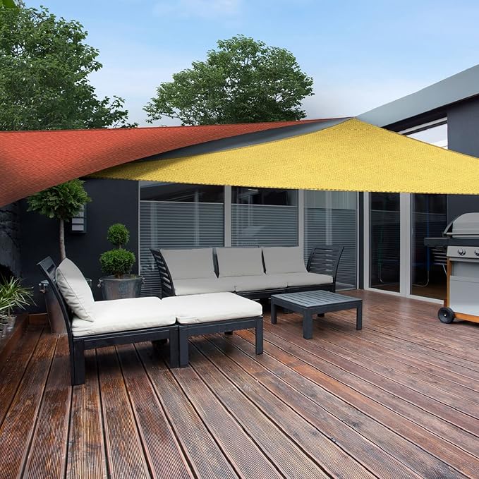 AsterOutdoor Sun Shade Sail Triangle 12' x 12' x 12' UV Block Canopy for Patio Backyard Lawn Garden Outdoor Activities, Terra