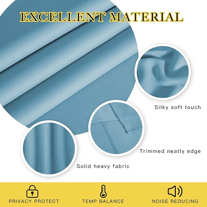 NICETOWN Bedroom Curtain Room Darkening Drapery 102 inches Length - Home Fashion Thermal Insulated Grommet Room Darkening Curtain for Living Room (Teal Blue, 1 Panel, 52 x 102 inches)