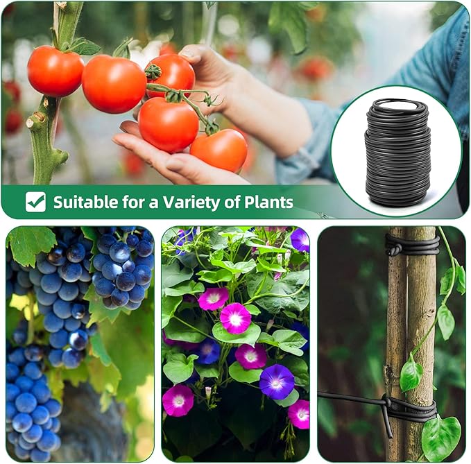 Decoroca Soft Plant Ties for Support - 65.6' Reusable Waterproof Plant Wire, Garden Twist, Office Organization and Decoration Binding（3pcs/Black）