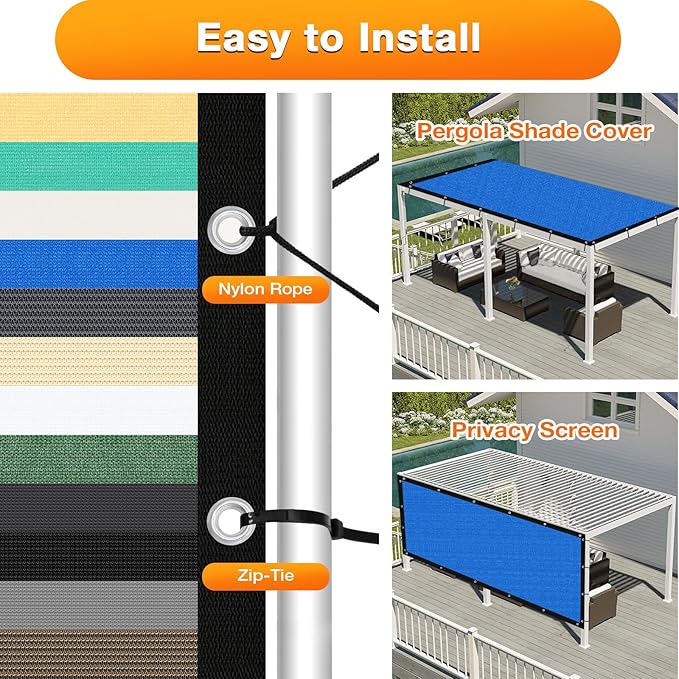 Artpuch Outdoor Pergola Shade Cover 5' X 9' Sun Shade Cloth with Grommets, 90% UV Protection Canopy Patio Privacy Screen (Customized Available) GN107, Blue