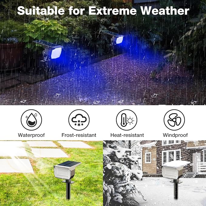 nipify 4 Pack Solar Spot Lights Outdoor, Solar Powered Waterproof Spotlight, Landscape Lighting for Outside Yard Garden Pathway,Blue