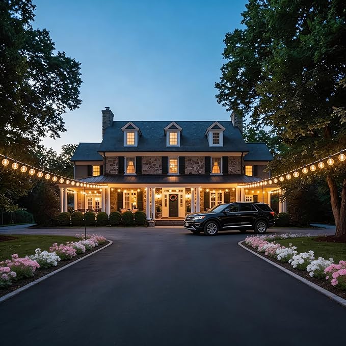 RTTY Dense-Glow 200FT Outdoor String Lights Expandable System with 100 G40 Bulbs (2x100FT) - for Sprawling Properties, Large Commercial Patios, or Dual-Zone Backyard & Event Lighting