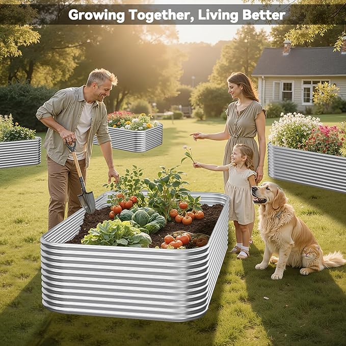 2 Pack Tall 6x3FT Corrugated Galvanized Steel Raised Garden Bed Outdoor, Metal Above Ground Garden Bed for Vegetables and Flowers, Raised Beds for Gardening-6x3x1.5FT
