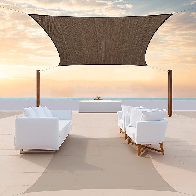 ColourTree TAPR1616 Custom Size 6' x 9' Brown Sun Shade Sail Canopy UV Block UPF50 Rectangle - Commercial Standard Heavy Duty - 190 GSM - 3 Years Warranty