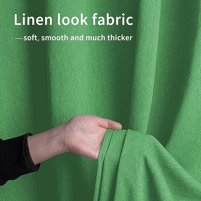 Easy-Going Linen Look Outdoor Curtains Waterproof Windproof Porch Curtains, Soft Thicken Outdoor Privacy Curtains for Patio, Gazebo, Grommet Top and Tab Bottom Drape, 1 Panel, 54x84 inch, Green