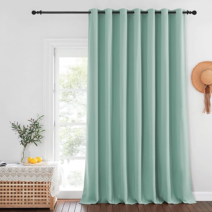 NICETOWN Patio Door Curtain Sound Blocking, Bedroom Privacy Room Divider Curtain, Thermal Insulated Blackout Closet Sliding Door Shade (1 Panel, 100" Wide x 120" Long, Aqua Blue)