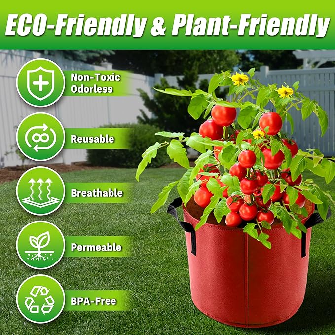 5 Gallon Grow Bags, 7 Pack Colorful Fabric Plant Pots with Handles for Garden and Outdoor Planting
