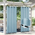 Easy-Going Linen Look Outdoor Curtains Waterproof Windproof Porch Curtains, Soft Thicken Outdoor Privacy Curtains for Patio, Gazebo, Grommet Top and Tab Bottom Drape, 1 Panel, 54x108 inch, Sky Blue