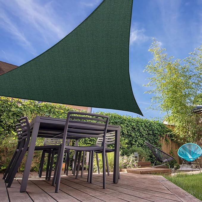 E&K Sunrise 25' x 25' x 25' Sun Shade Sail Triangle Canopy Shade Cover UV Block for Patio Backyard Garden Outdoor (Green)