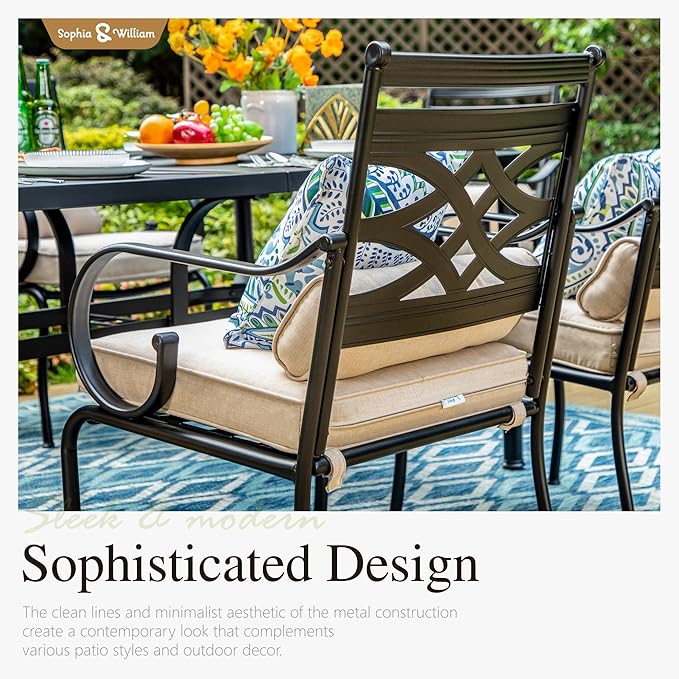 Sophia and William Outdoor Patio Dining Set for 4, Outdoor Table and Chairs, Removable Seat Cushions, Black 37" Patio Dining Table