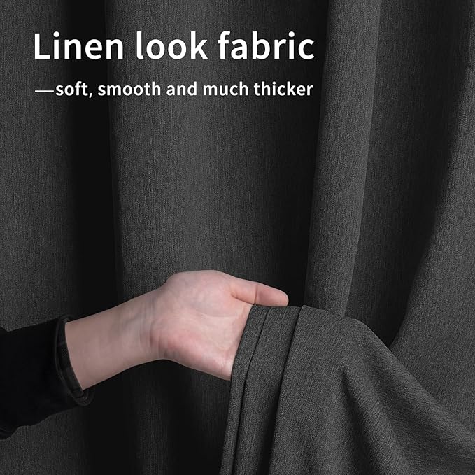 Easy-Going Linen Look Outdoor Curtains Waterproof Windproof Porch Curtains, Soft Thicken Outdoor Privacy Curtains for Patio, Gazebo, Grommet Top and Tab Bottom Drape, 1 Panel, 110x120 inch, Black