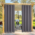 NICETOWN Outdoor Curtain Sunblock with Silver Rustproof Grommets Top and Bottom, Windproof Thermal Insulated Blackout Outdoor Curtain/Drape Protect Privacy for Patio, Single Piece, W52 x L95, Grey