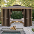 Outdoor Patio Curtain Waterproof Darkening Thermal Insulated Indoor Curtains for Bedroom, Porch, Living Room, Pergola, Cabana, W105 x L120 Extra Wide Room Divider, Set of 2 Panels, Brown