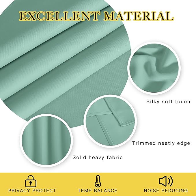 NICETOWN Blackout 108 inch Curtains for Sliding Glass Door, Grommet Thermal Insulated Room Darkening Window Treatment Sound Reducing Drapes for Room Divider, 1 Panel, W52 x L108, Aqua Blue